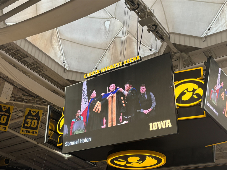 math graduate on screen